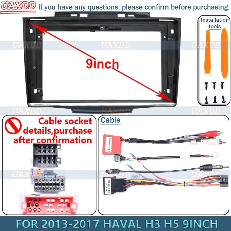 FOR 2013-2017 HAVAL H3 H5 9INCH Radio Android Stereo Frame Panel Fascia Dashboard Audio Mu