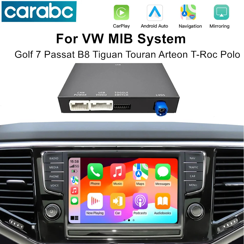 CARABC Wireless Carplay Android Auto Airplay Autolink For VW Golf 7 Tiguan Lamando Magotan