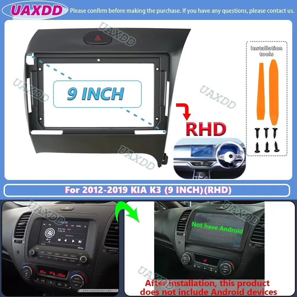 For 2012-2019 KIA K3 FORTE SHUMA Cerato 9INCH Car Android frame panel fascia cable harness
