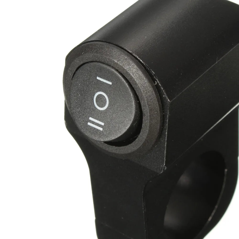 22-23mm / 0.78"-0.90" 12V 10A Black Motorcycle CNC Fog Brake Light Handlebar Headlight On