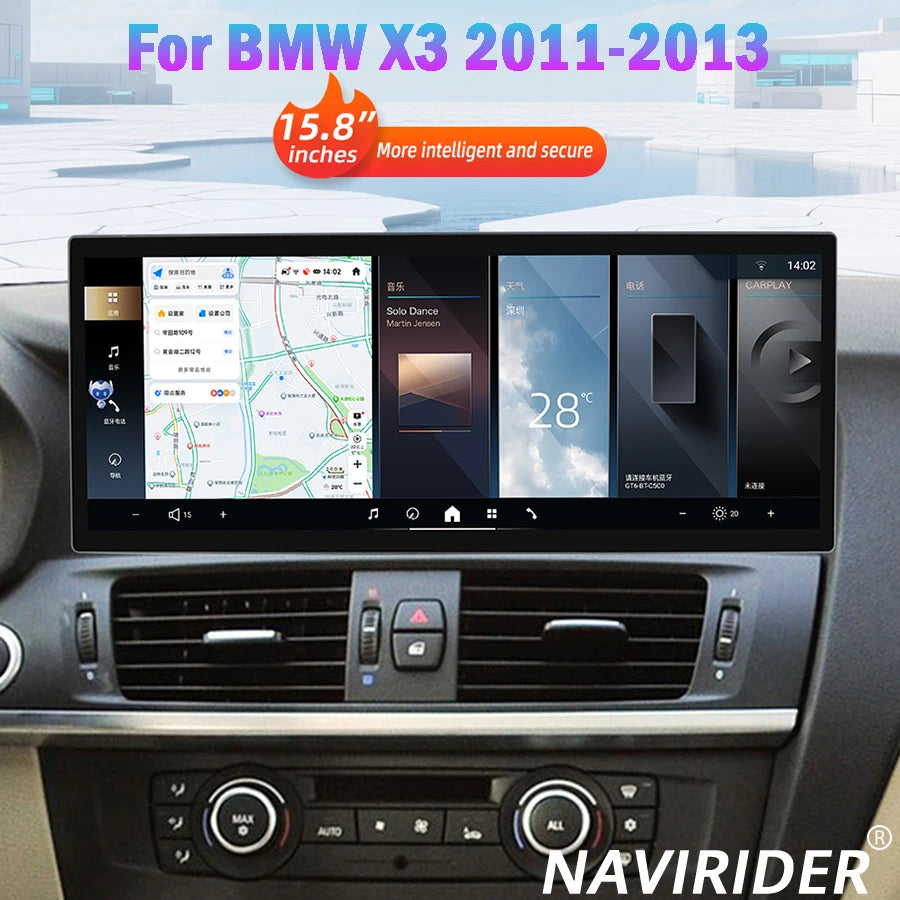 Navi Stereo GPS Screen For BMW X3 2011-2013 15.8Inch Android Auto DSP AHD Video Player Nav