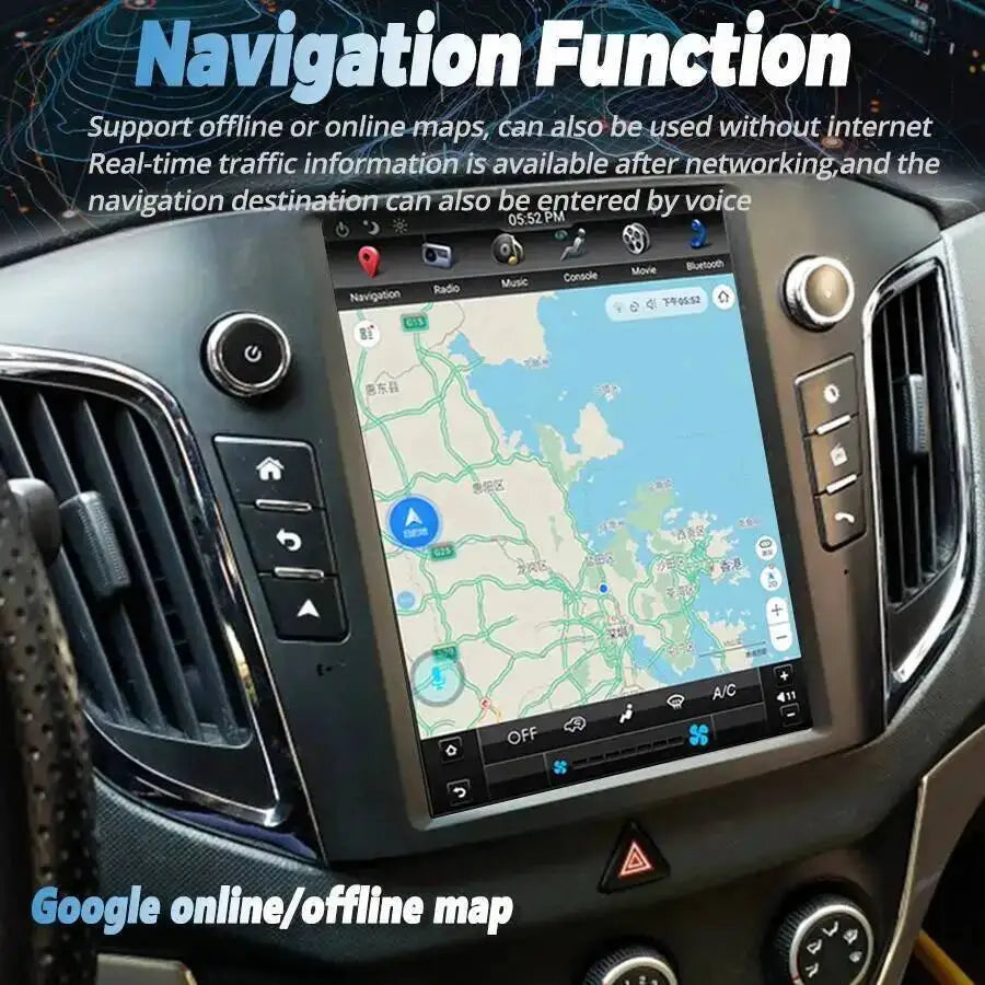 4G 10.4inch Car Multimedia GPS 256GB Vertical Qled Screen Android 15 Video Player Radio Fo