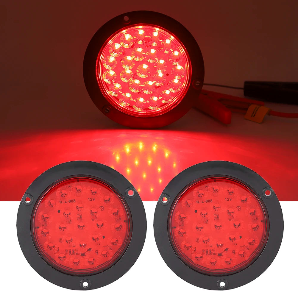 24LEDs 4in Waterproof Plastic Side Marker Round Lamp Trailer Truck Tail Light LED Light Side Lam - Canbus LED Car Light