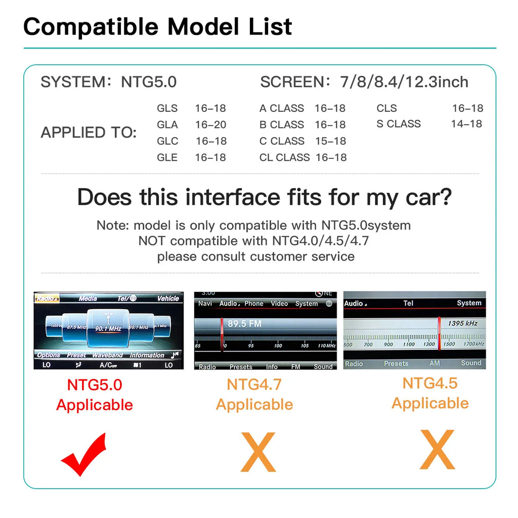 AUTOABC 2025 NEW Wireless CarPlay for Mercedes Benz GLA GLC W205, W176, C117 NTG5.0 Androi