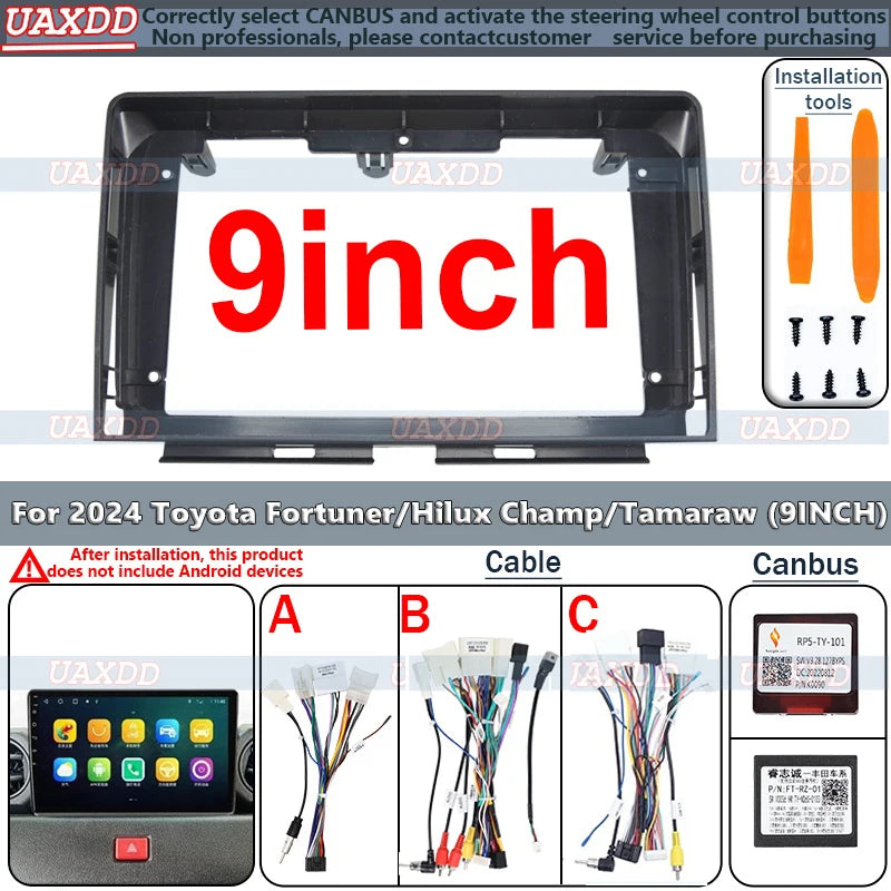 9inch 2 din Car radio Frame Adapter For Toyota Fortuner Hilux Champ Tamaraw 2024 Android B