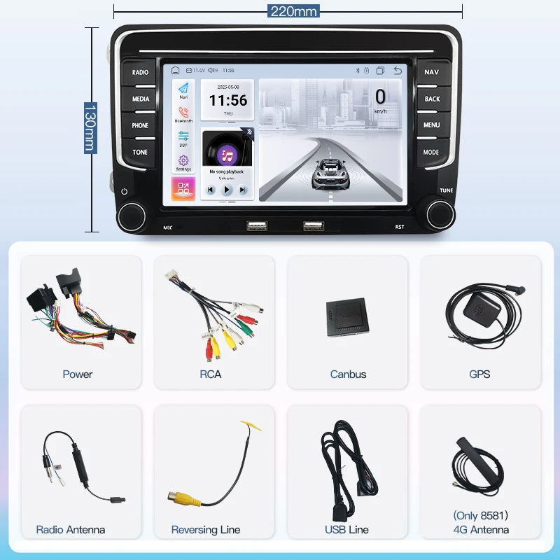 SZLELV 7" Carplay Car Radio Android15 Auto Radio For VW Seat Skoda Passat Jetta Golf Polo