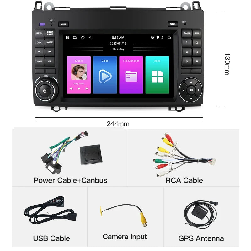 SZLELV For Mercedes Benz B200 Vito W639 Viano B-Class W169 W245 Carplay Android Auto Multi