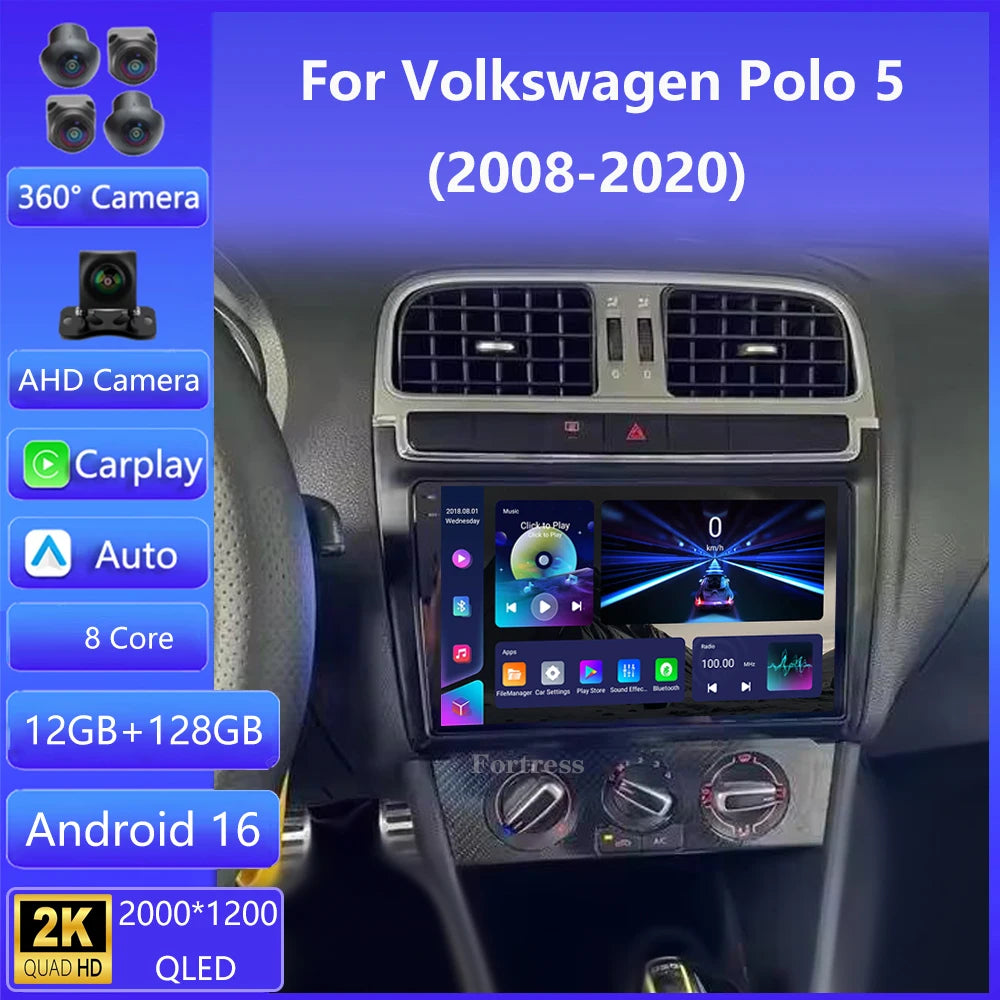 Android 16 Carplay Auto Car Radio For VW Volkswagen POLO 5 2008 - 2020 Vento Multimedia St