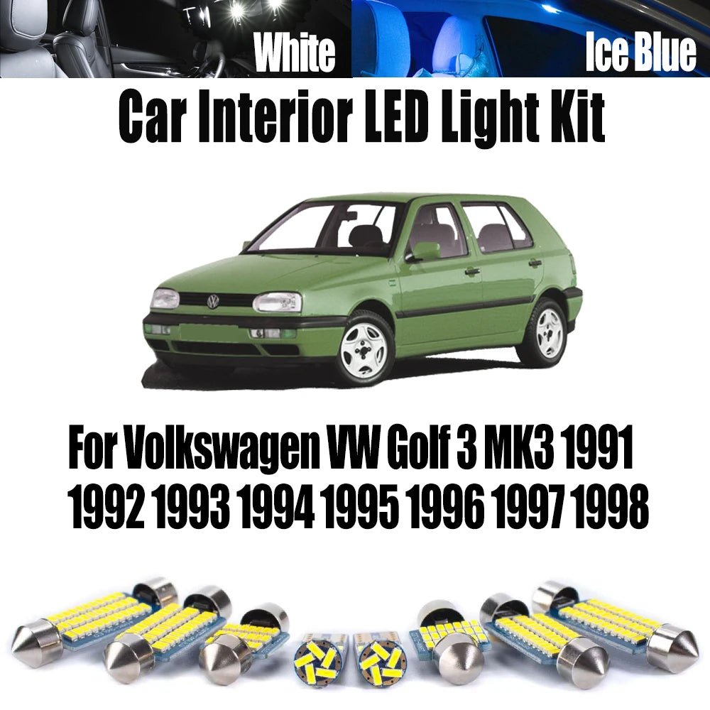 10-Piece LED Interior Light Kit for Volkswagen VW Golf 3 MK3 - Canbus Error-Free Bulbs | AUTOKITSHOP