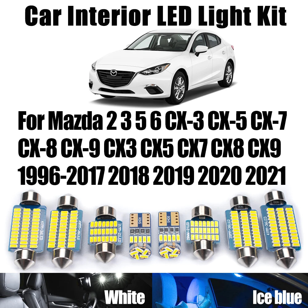LED Interior Light Kit for Mazda 2 3 5 6 CX-3 CX-5 CX-7 CX-8 CX-9 CX3 CX5 CX7 CX8 CX9 1996-2021 - Canbus Dome Map Doo...