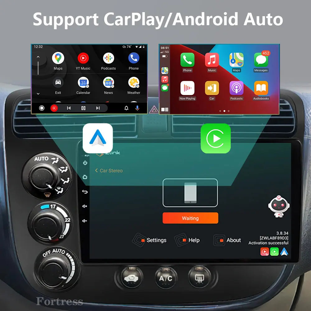 9”Android 16 Carplay Auto Car Radio Multimedia Player For Honda Civic 7 2000-2006 Navigati