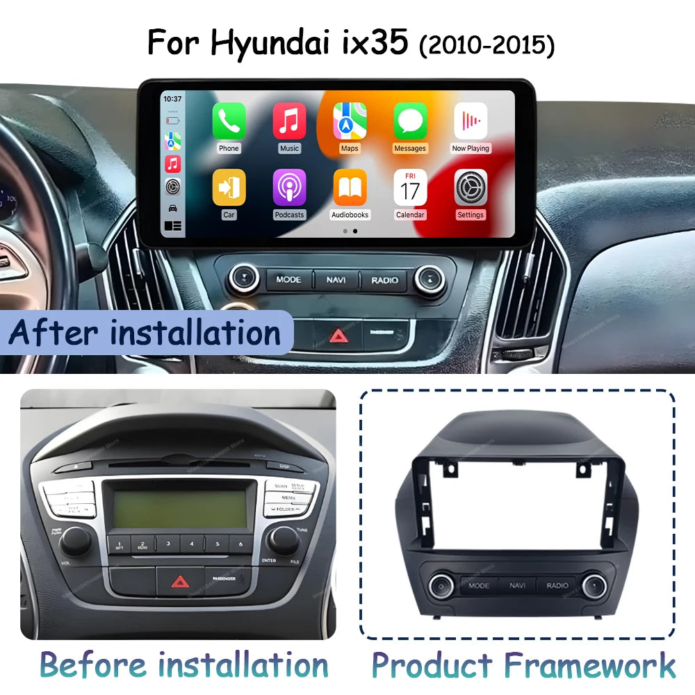 Wireless Carplay Android Auto for Hyundai ix35 2010-2015 QLED 2400*900P Car Display Screen