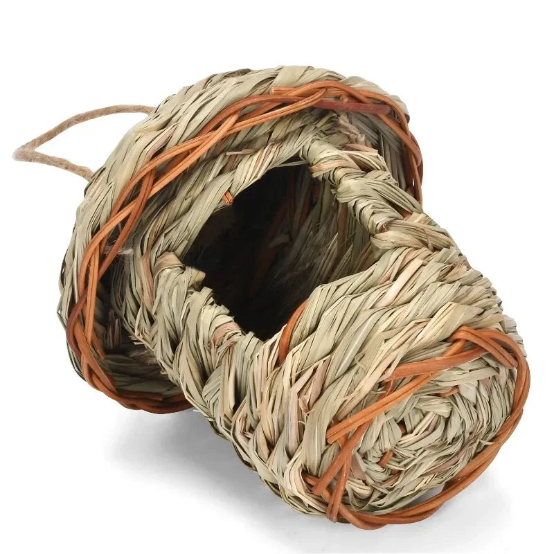 Bird House Outdoor Garden Hanging Bird Nest Hand-woven Straw Bird's Nest Parrot Hatching Breedin - Automotive LED Light