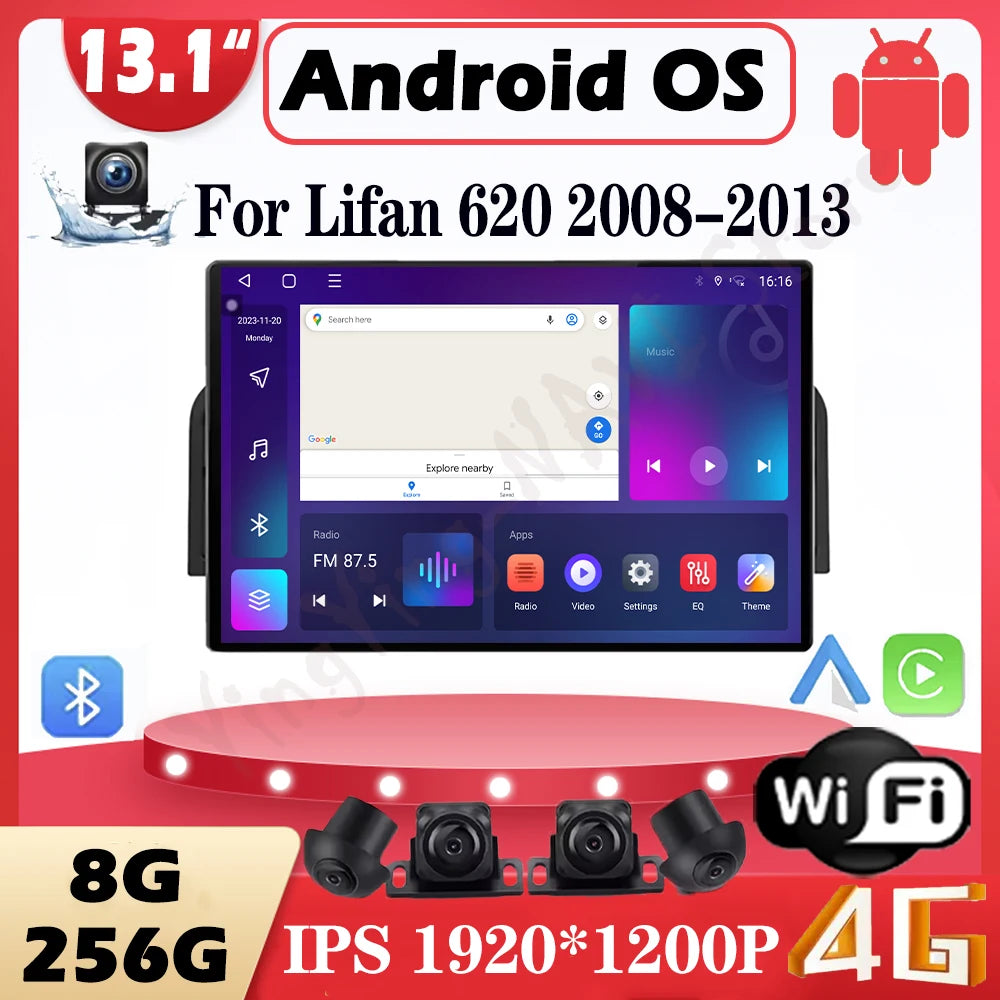 13.1 Inch Android 15 Car Radio For Lifan 620 2008-2013 Stereo Receiver GPS Navigation DSP
