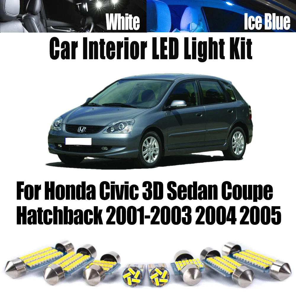 LED Interior Light Kit for Honda Civic 3D Sedan Coupe Hatchback 2001-2004 - Canbus Dome Map Door Trunk Bulbs | AUTOKI...