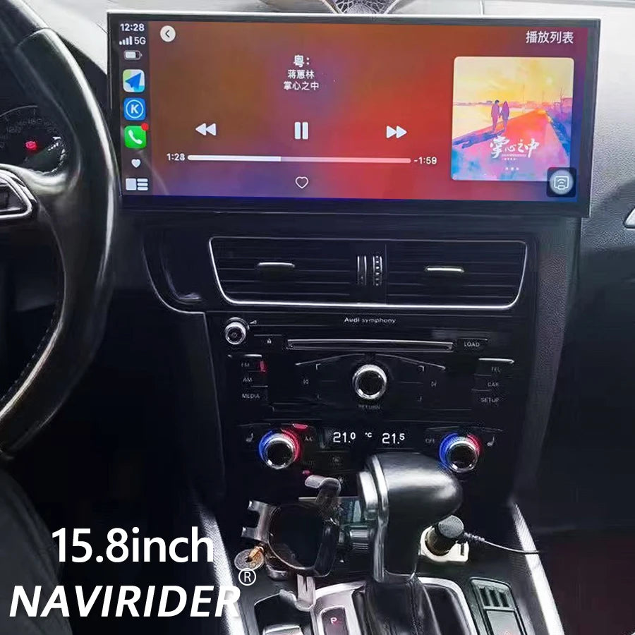 DSP Stereo Auto QLED Screen CarPlay Navi For AUDI Q5 Navirider Android 15 New 15.8Inch GPS