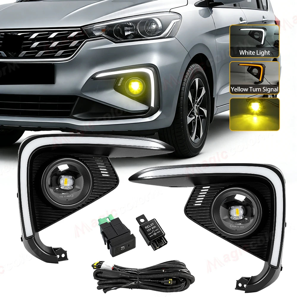 For Suzuki Ertiga 2018 2019 2020 DRL Fog Lamps LED Daytime Running Lights Front Bumper Day | AUTOKITSHOP