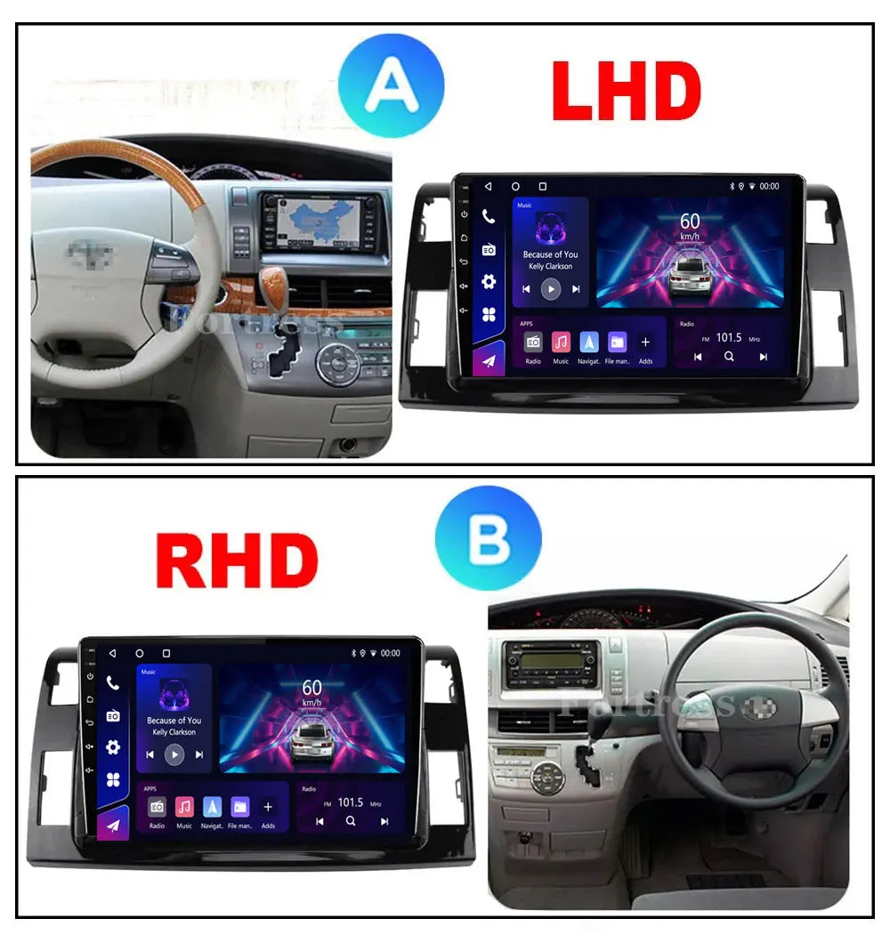 Android 16 Auto Car Radio For Toyota Previa 3 III XR50 Estima 2006 - 2019 Multimedia QLED