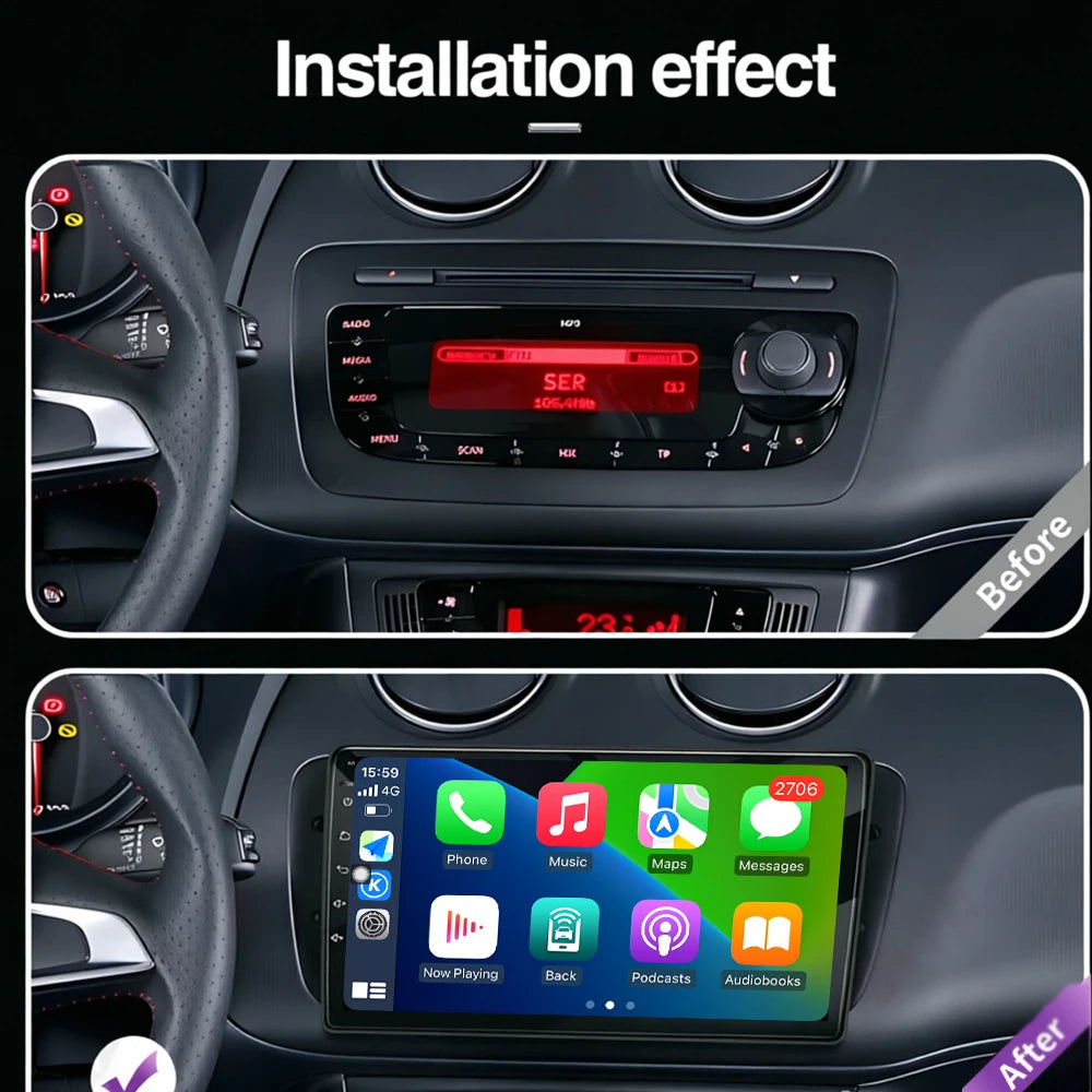 Android 16 Auto Carplay For Seat Ibiza 6J IV 4 2008-2015 Car Radio Video Multimedia Player