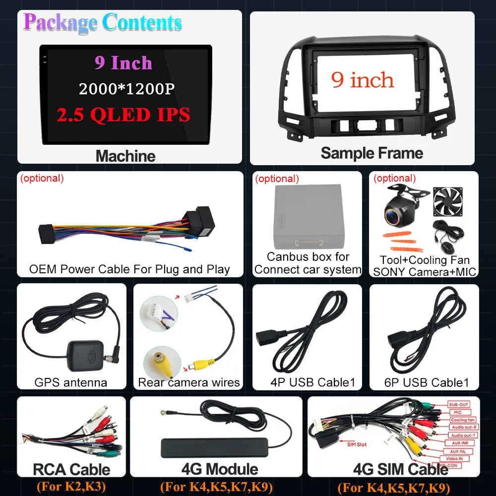 Android 16 Carplay Car Radio For Hyundai Santa Fe 2 2006 2007 2008 2009 2010 2011 2012 Mul | AUTOKITSHOP