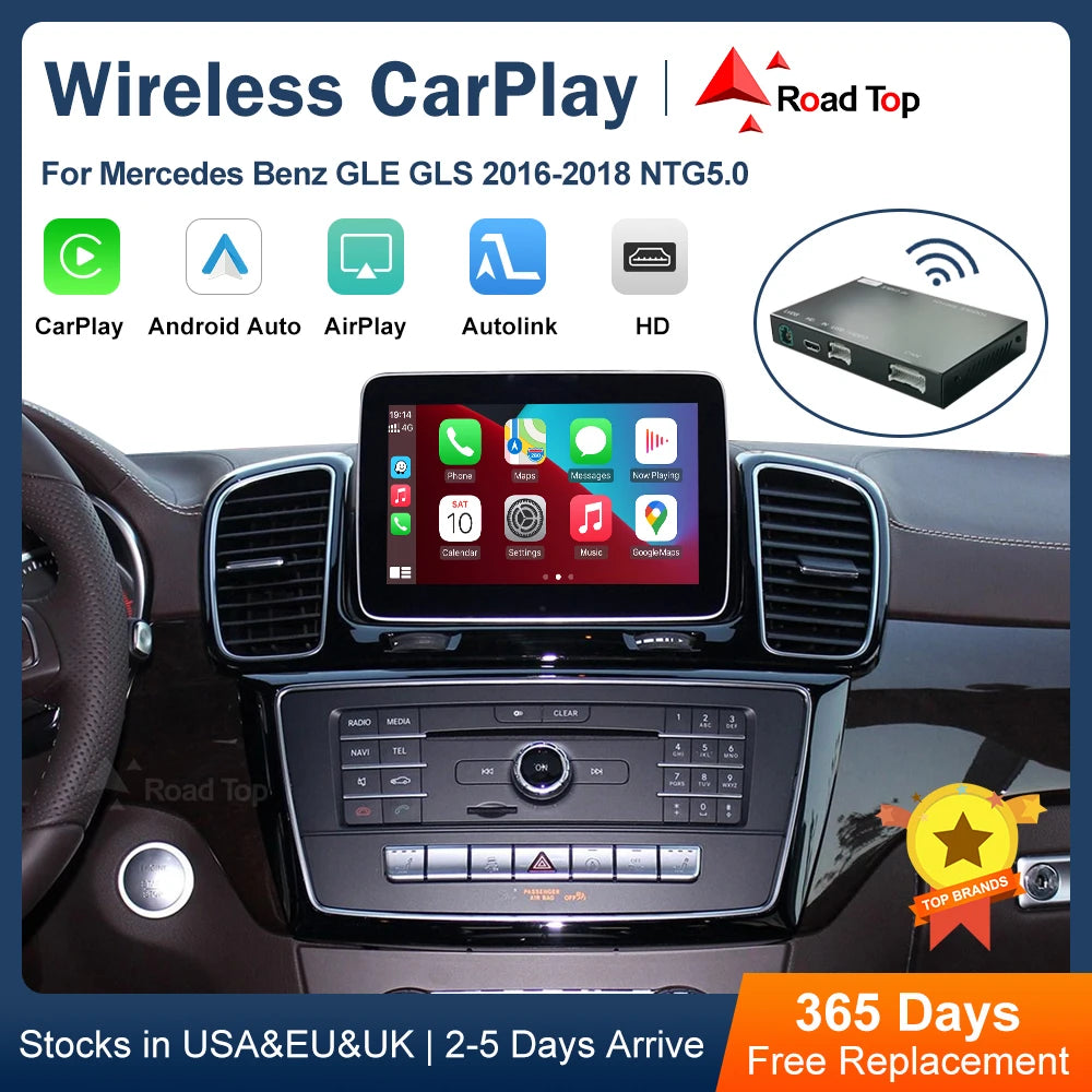 RoadTop Wireless CarPlay Android Auto for Mercedes Benz GLE & GLS-NTG5.0 2016-2018 with Mi | AUTOKITSHOP