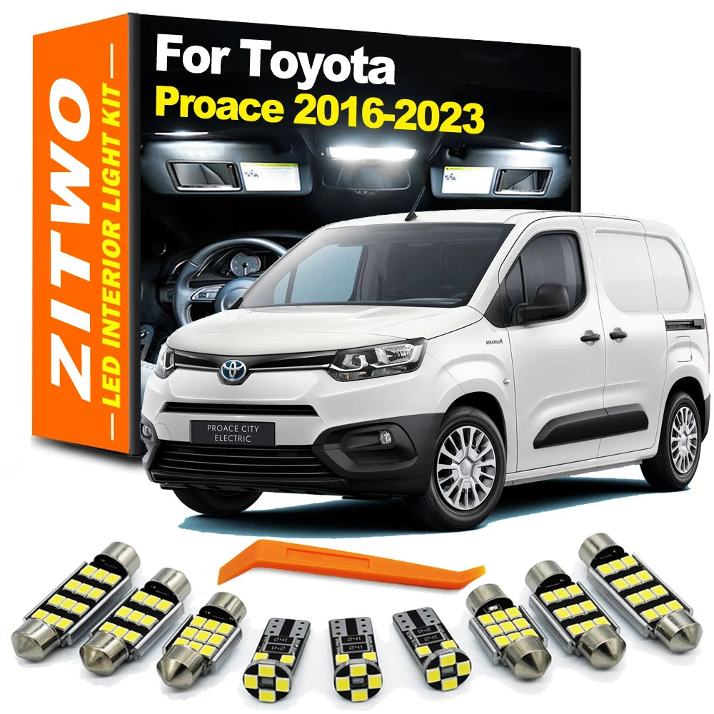ZITWO 13Pcs LED Bulb Interior Map Dome Light Kit For Toyota Proace 2016 2017 2018 2019 2020 2021 2022 2023 License Plate Lamp