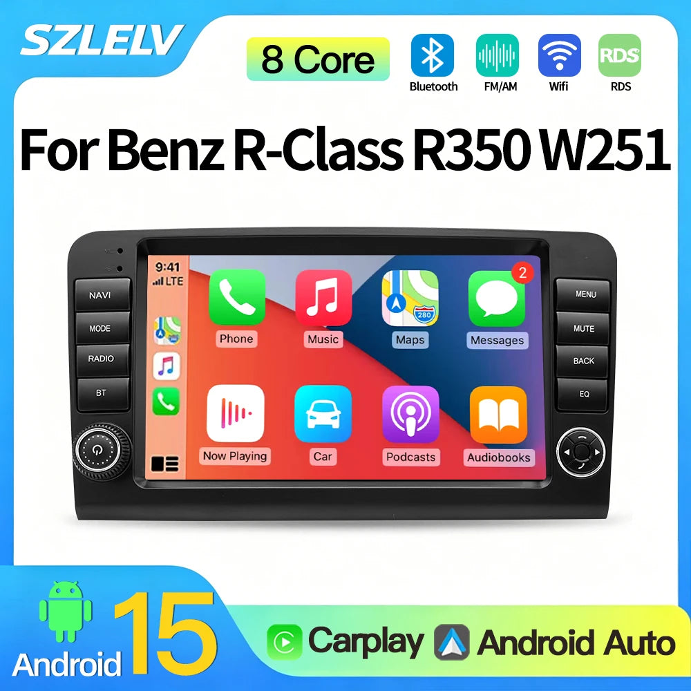 SZLELV 9'' Carplay Android Auto For Mercedes Benz R-Class R280 R300 R320 R350 W251 R450 Mu