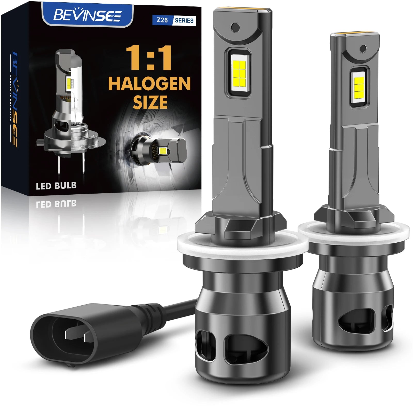 BEVINSEE 2pcs 881 880 LED Fog Lights H27 Fog Lamps Super Bright 6000K Plug&Play CANBUS Tur