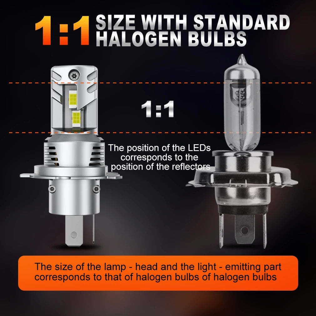 TOAUTO H4 LED Lights Bulbs 6000K 120W H7 LED Headlight Canbus H11 H4 Car Turbo Lights With