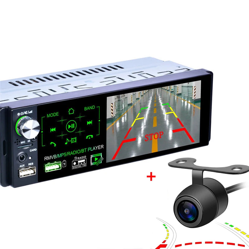 1DIN 4.1" MP5 Player AM FM Radio RDS support Subwoofer Micophone with Dynamic Track Camera