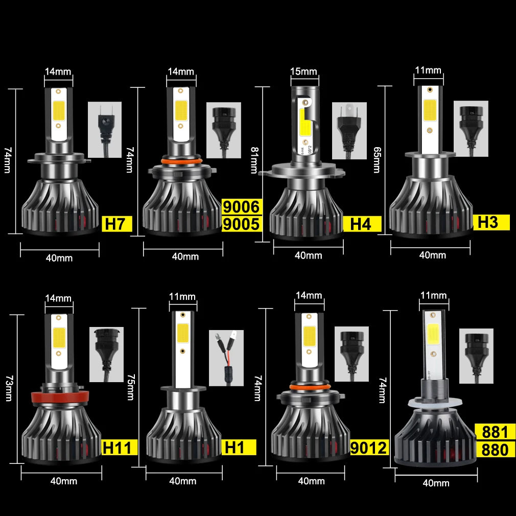 H4 H7 Led 20000LM Bulb Car Headlight H1 H3 LED H8 H11 9005 HB3 9006 HB4 9012 HIR2 H27 880