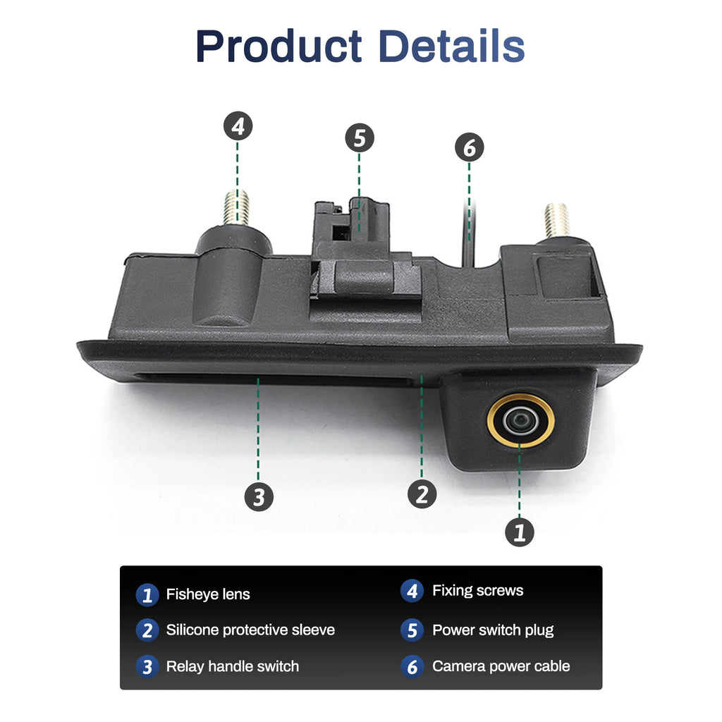 Trunk Handle Camera AHD 1080P 170°Car Rear View For Volkswagen VW Passat Golf Polo B6 B7 J