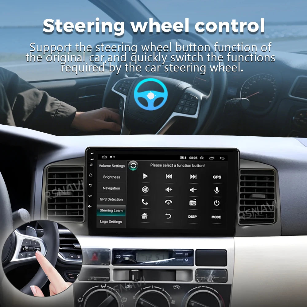 Qualcomm Android 16 For Toyota Corolla E130 E120 2000 -2004 2K QLED Android Car Radio Mult