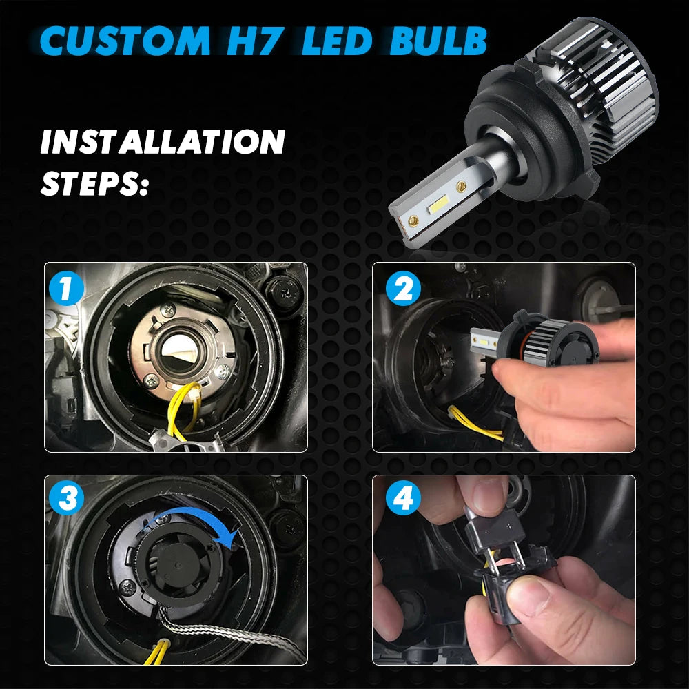 BEVINSEE H7 LED Headlight With Customised Buckle/Adapter, for VW Polo MK5, for SKODA Octav