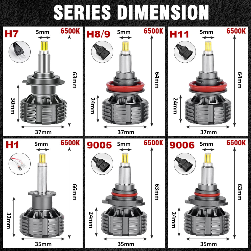 1900W 2000000LM H7 LED Car Headlight Canbus 360 H1 9005 HB3 9006 HB4 Turbo Bi Led Projecto