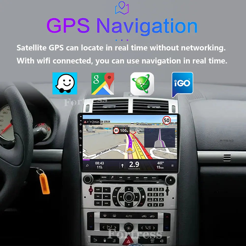 Android 16 Carplay Auto For Peugeot 407 1 2004-2011 Car Radio Multimedia Video Player Moni