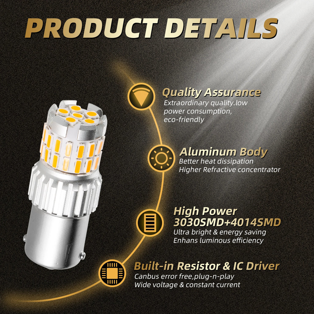 HYNBYZJ 2Pcs P21W 1156 BA15S Canbus 1157 BAY15D P21/5W 7443 3157 LED Bulbs 1200L for BAY15D BA15S P21W - LED Daytime Run
