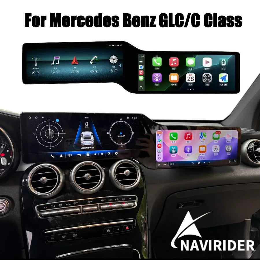 R 24.6" Dual Screen Android Auto Carplay For Mercedes Benz GLC C Class W205 X253 C180 C200 | AUTOKITSHOP