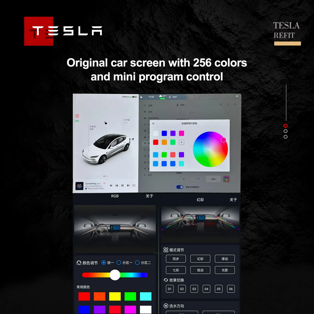 RGB 4D Rotating Tweeter Speaker for Tesla Model 3 - RGB LED Ambient Speaker Car Interior Light