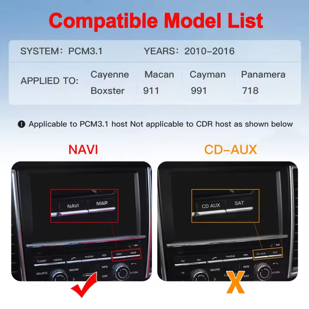 Wireless Carplay Module For Porsche/Cayenne/Cayman/Boxster 911 918 PCM 3.1/4.0 Android Aut