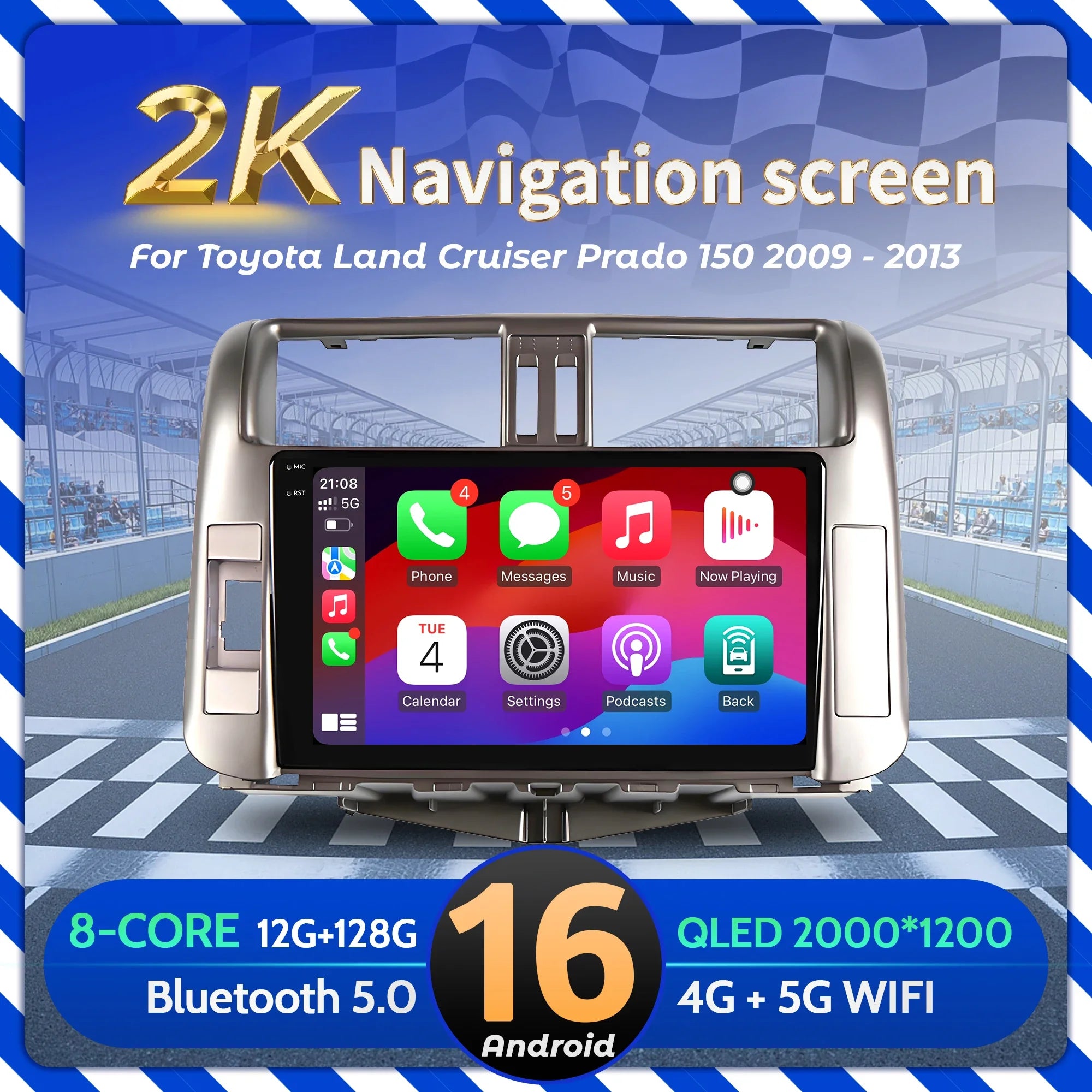 9inch Car Radio For Toyota Land Cruiser Prado 150 2009-2013 Android 16 Multimedia Navigati