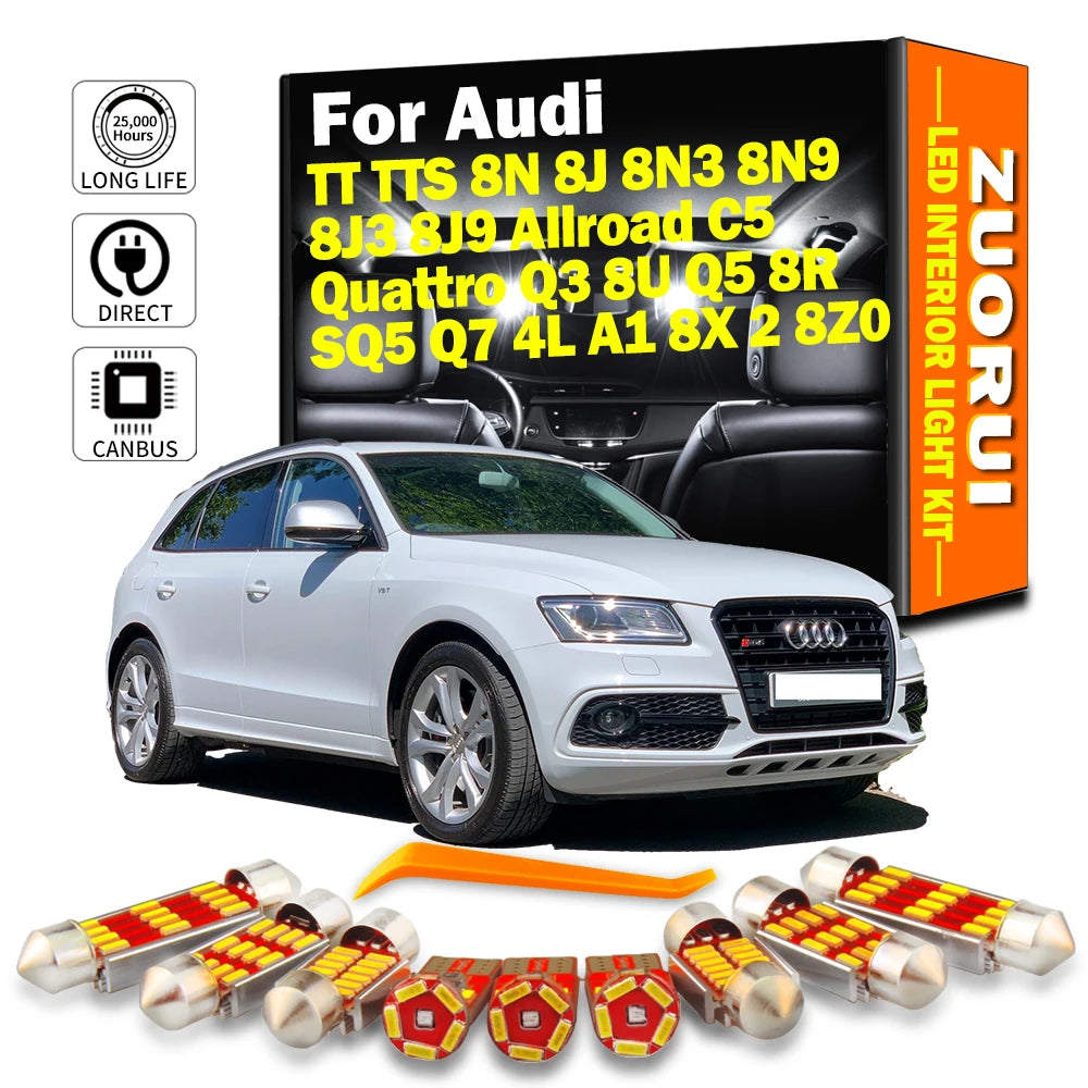 LED Interior Light Kit for Audi TT TTS 8N 8J 8N3 8N9 8J3 8J9 Allroad C5 Quattro Q3 8U Q5 8R SQ5 Q7 4L A1 8X 2 8Z0 - C...