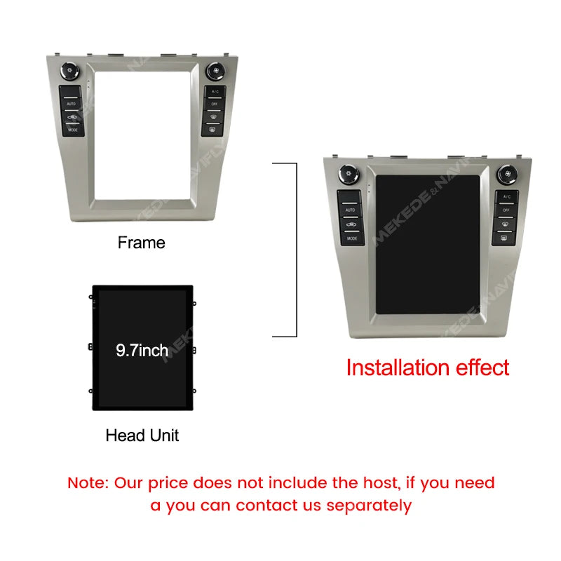 9.7" For Tesla Style Android Car Radio Fascia Adapter For Toyota Camry 2006-2012 Headunit