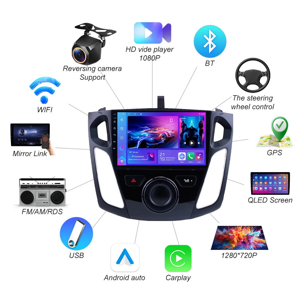 Android 16 Car Radio For Ford Focus 3 Mk 3 2011-2019 Multimedia Video Player Android Auto  | AUTOKITSHOP