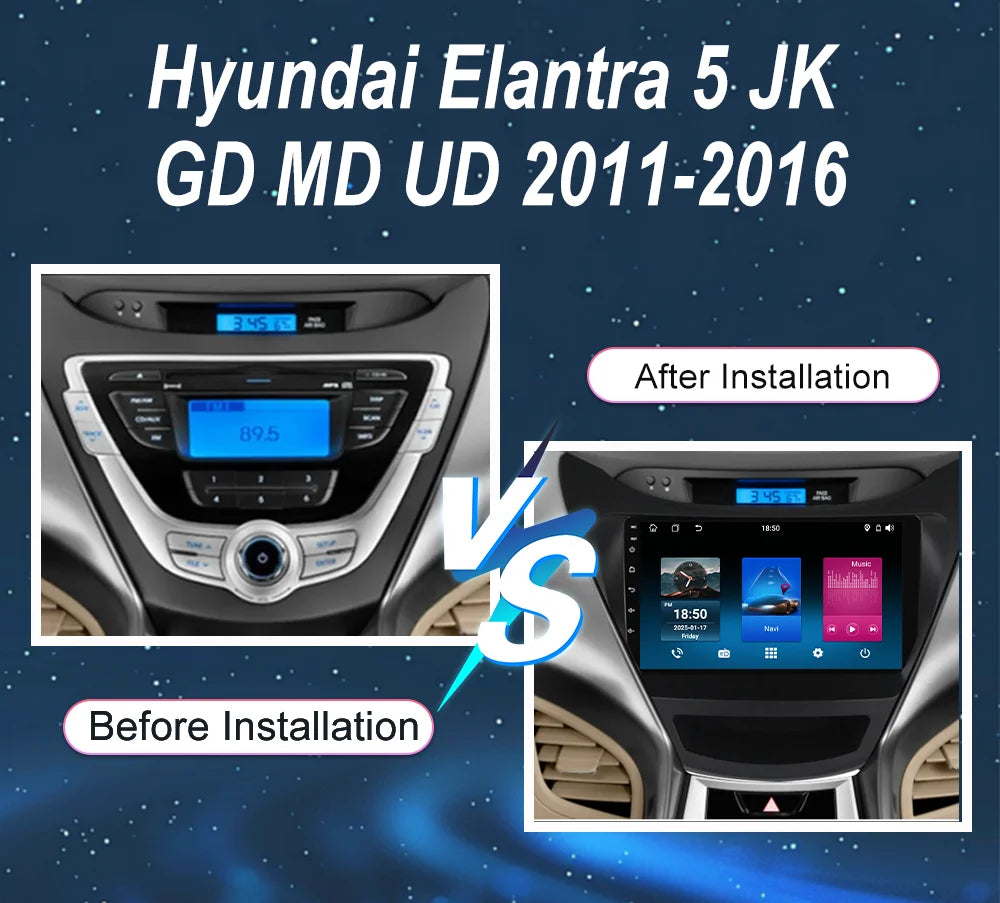 Android Car Radio Stereo For Hyundai Elantra 5 JK GD MD UD 2011 -2016 Auto GPS Navigation