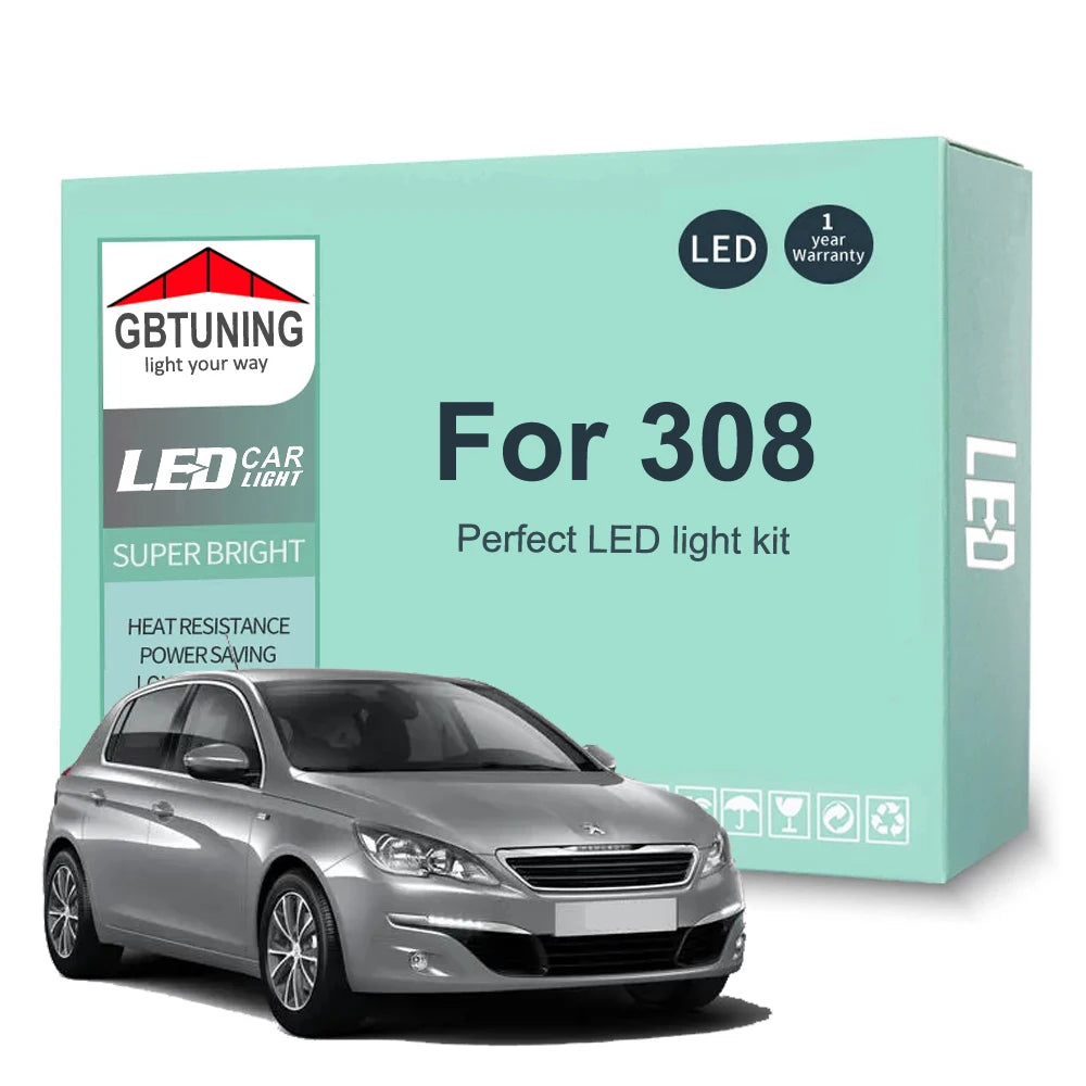 LED Interior Light Kit for Peugeot 308 SW CC T9 B9 GTI Tuning 2008-2017 - Canbus Dome Map Door Trunk Bulbs | AUTOKITSHOP
