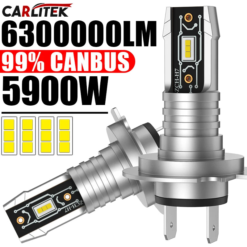 CARLitek H7 LED Bulbs CANBUS Car Headlight High Power Auto Light Spotlights 12V +800% Brig