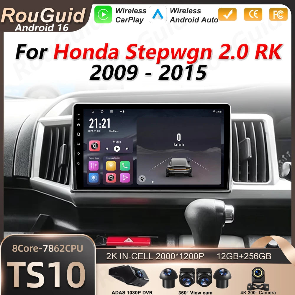 Android 16 Auto Carplay For Honda Stepwgn 2.0 RK 2009 2010 2011 - 2015 Multimedia Player C | AUTOKITSHOP