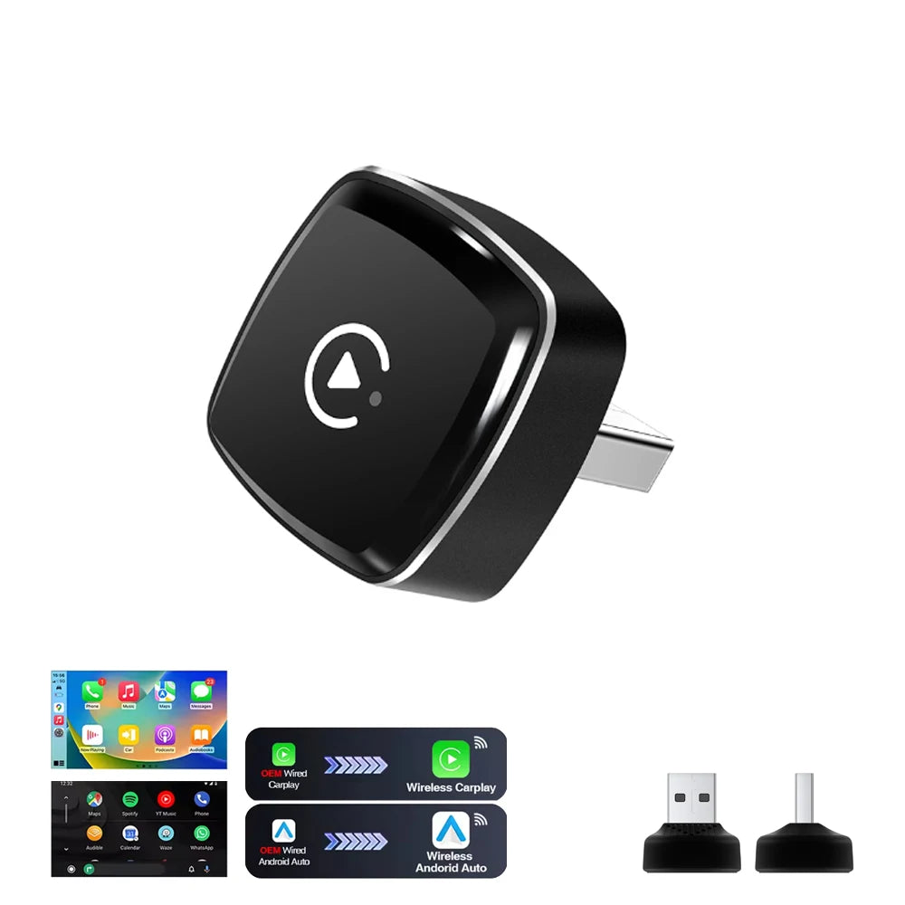Wireless CarPlay 2in1 Dongle Wireless Android Auto Adapter AI Smart Box For Car With Wired