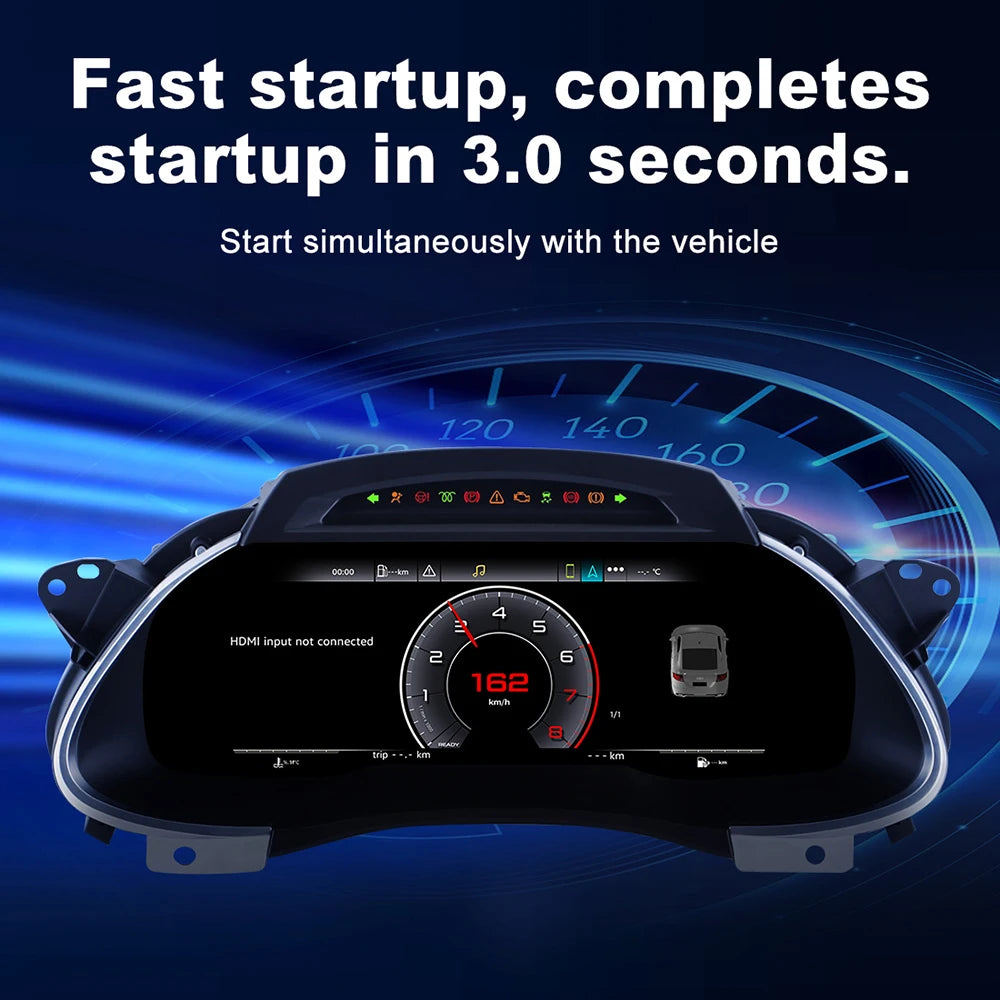 12.3" Car LCD Digital Instrument Panel for 2009-2012 Audi A4 Dashboard Odometer Speedometer Virtual Cluster - CarPlay An